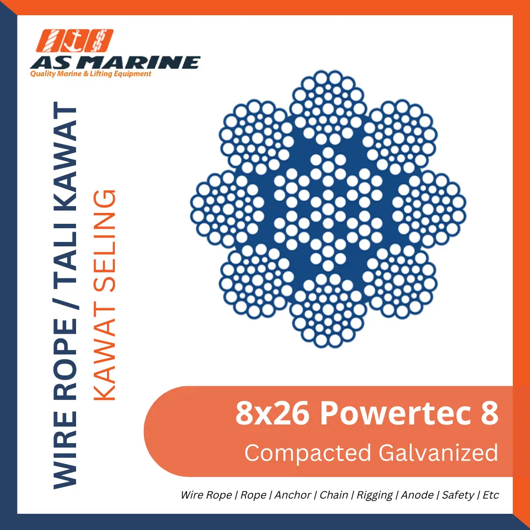 Wire Rope 8x26 Powertec 8 Compacted Galvanized